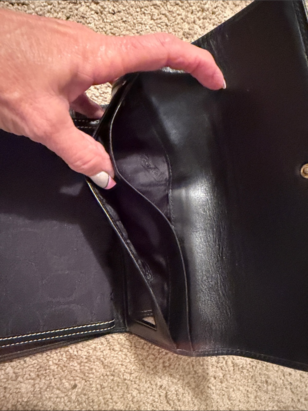 Coach Black Signature Canvas Continental Wallet with Leather Trim - Picture 5 of 5